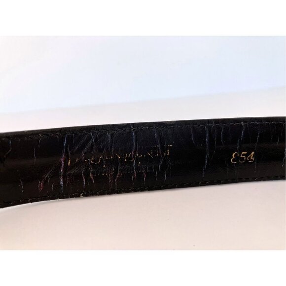 YSL Rive Gauche Vintage Wooden Buckle Belt 27.5" Waist x 1" - Picture 6 of 7